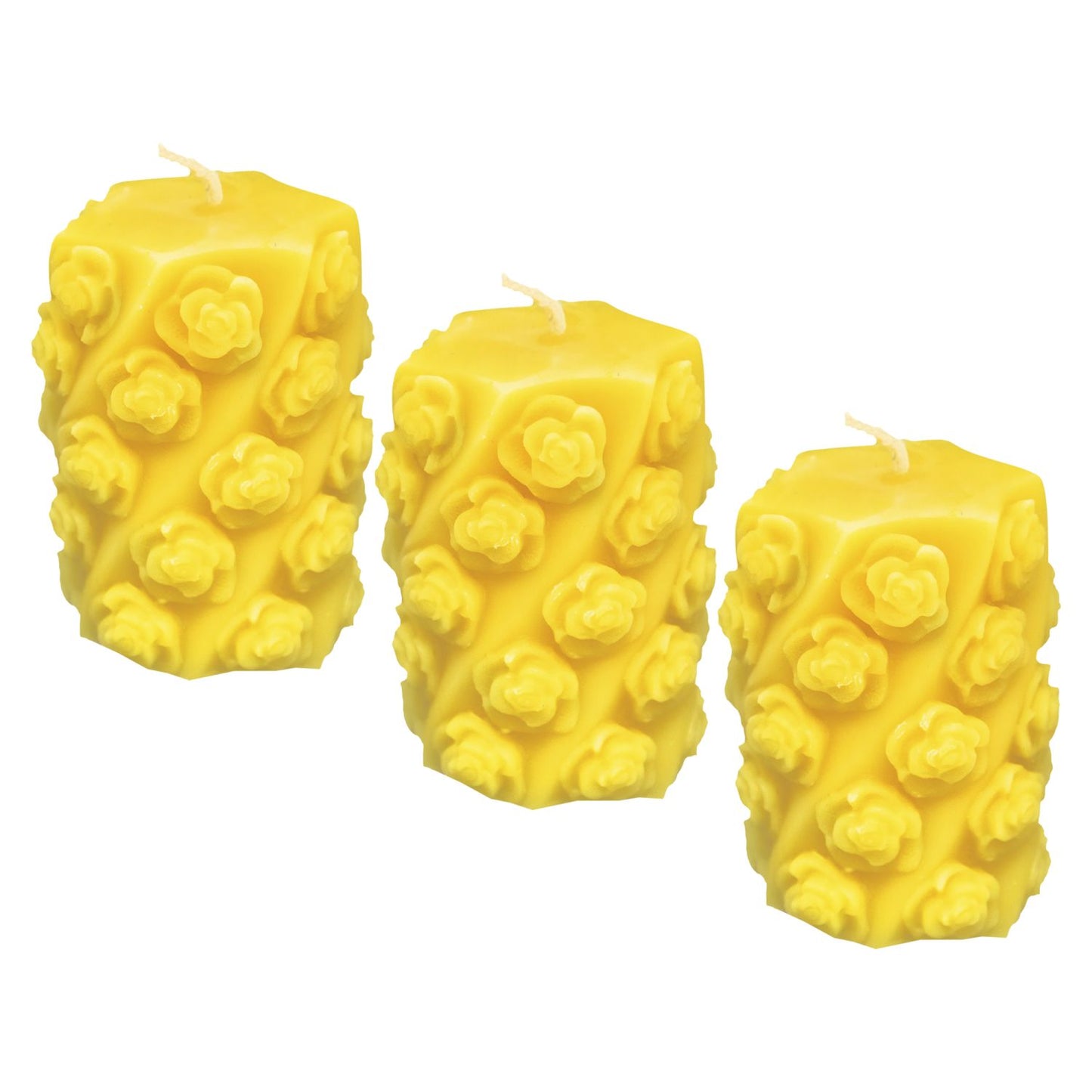 Bienenwachskerze Stumpe 6eck Rosenköpfe