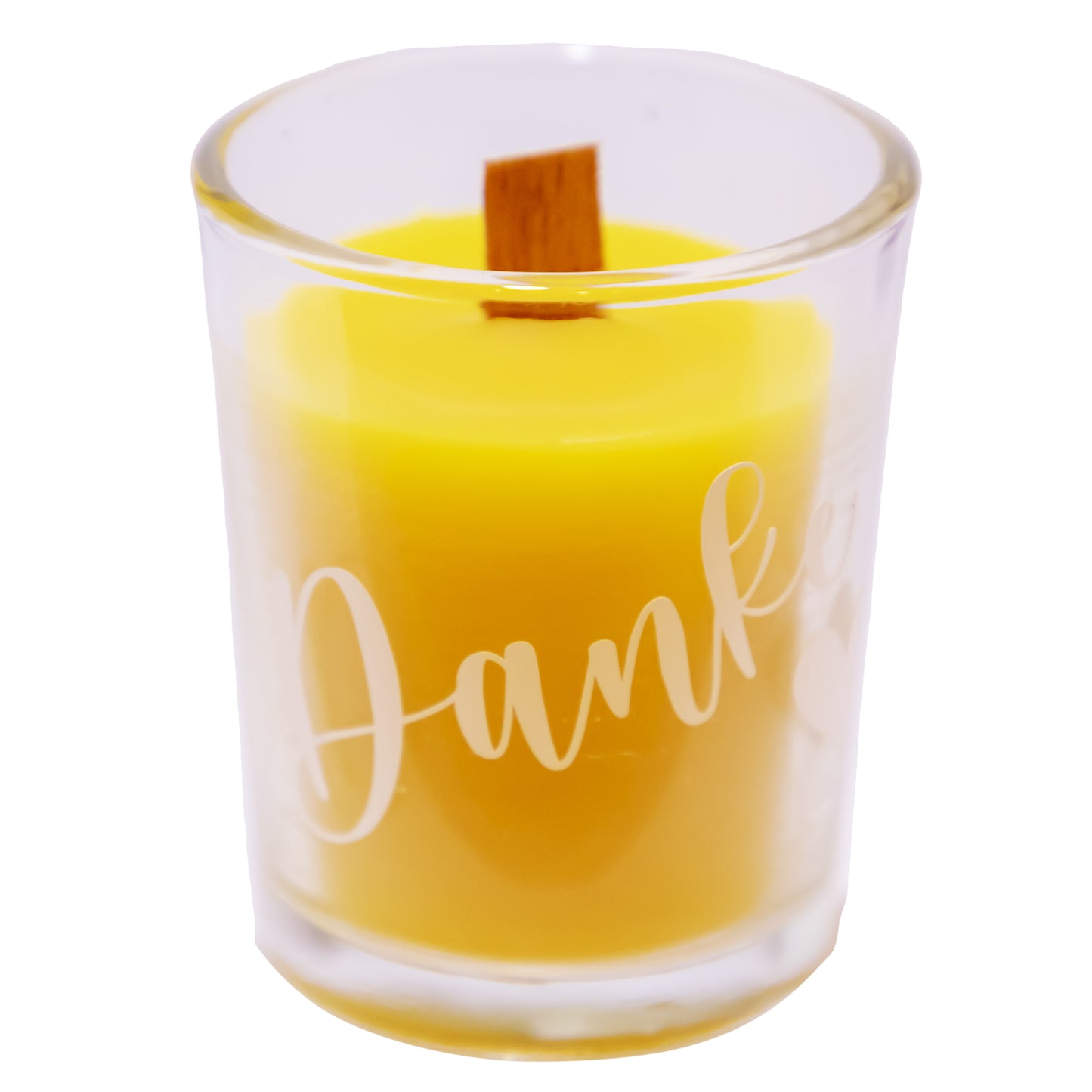 Bienenwachskerze im Glas mit Holzdocht