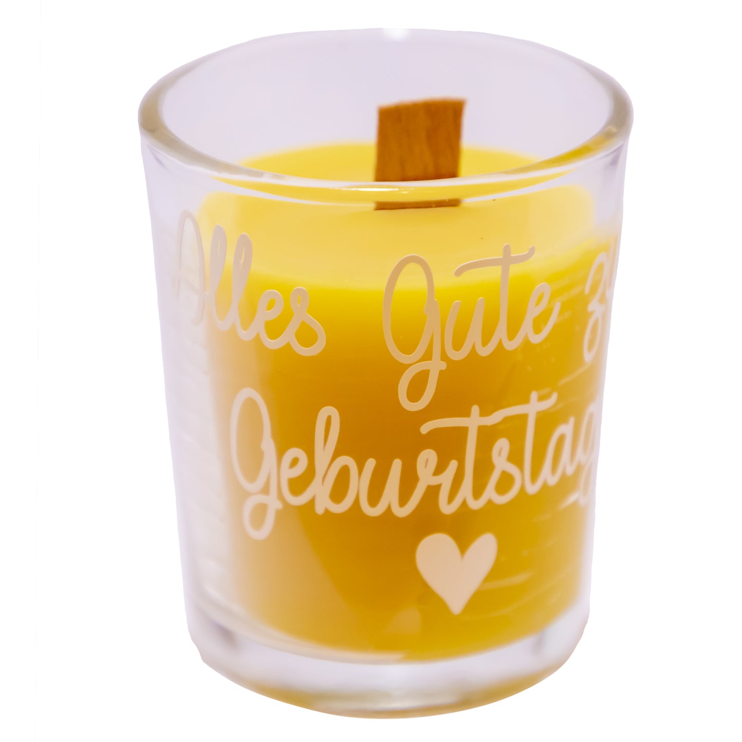Bienenwachskerze im Glas mit Holzdocht