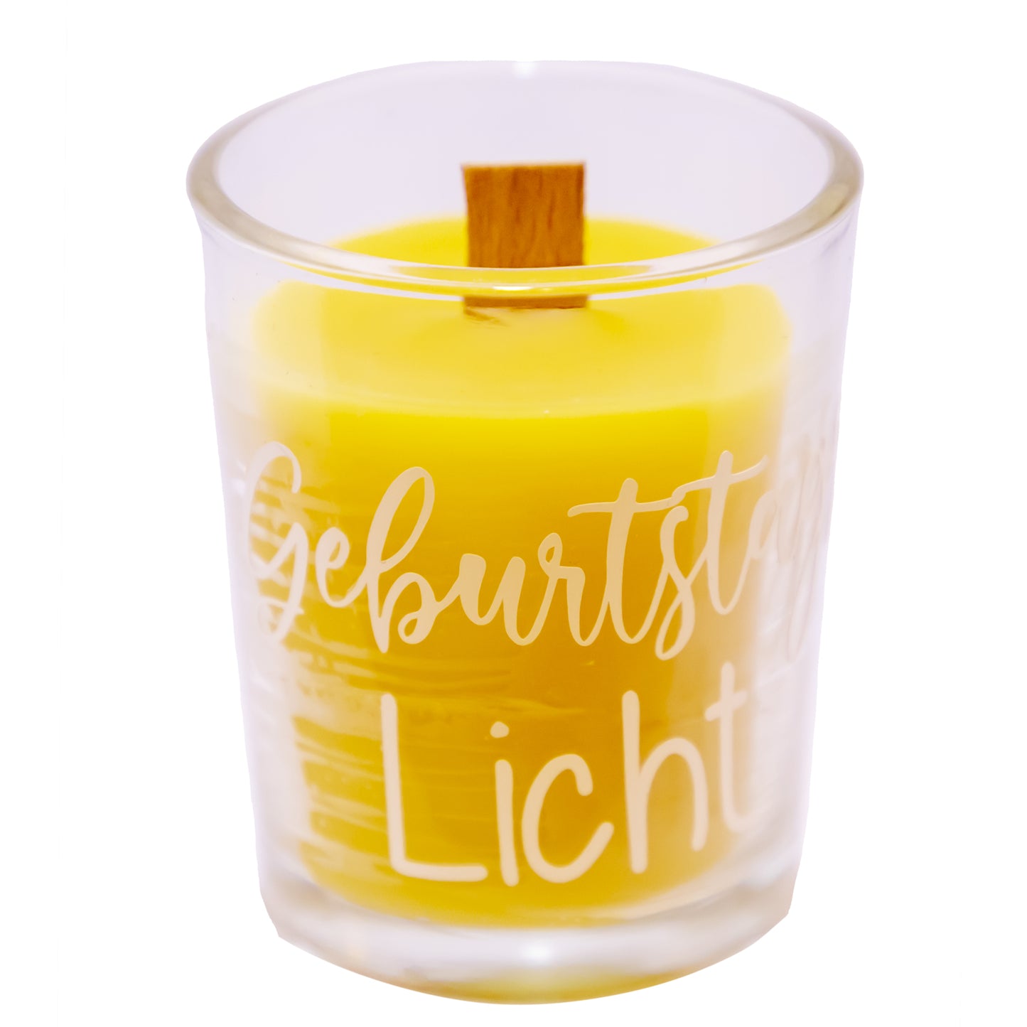 Bienenwachskerze im Glas mit Holzdocht
