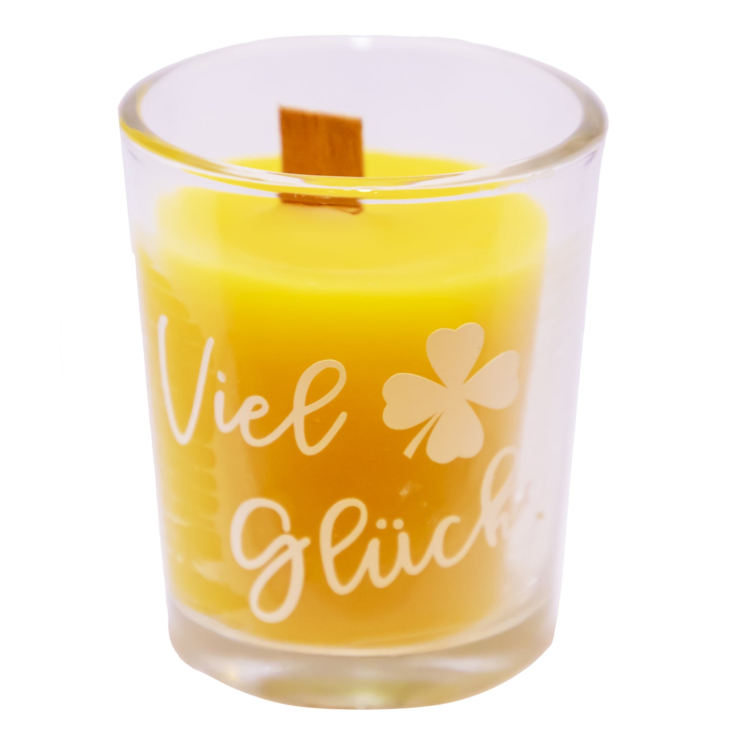 Bienenwachskerze im Glas mit Holzdocht