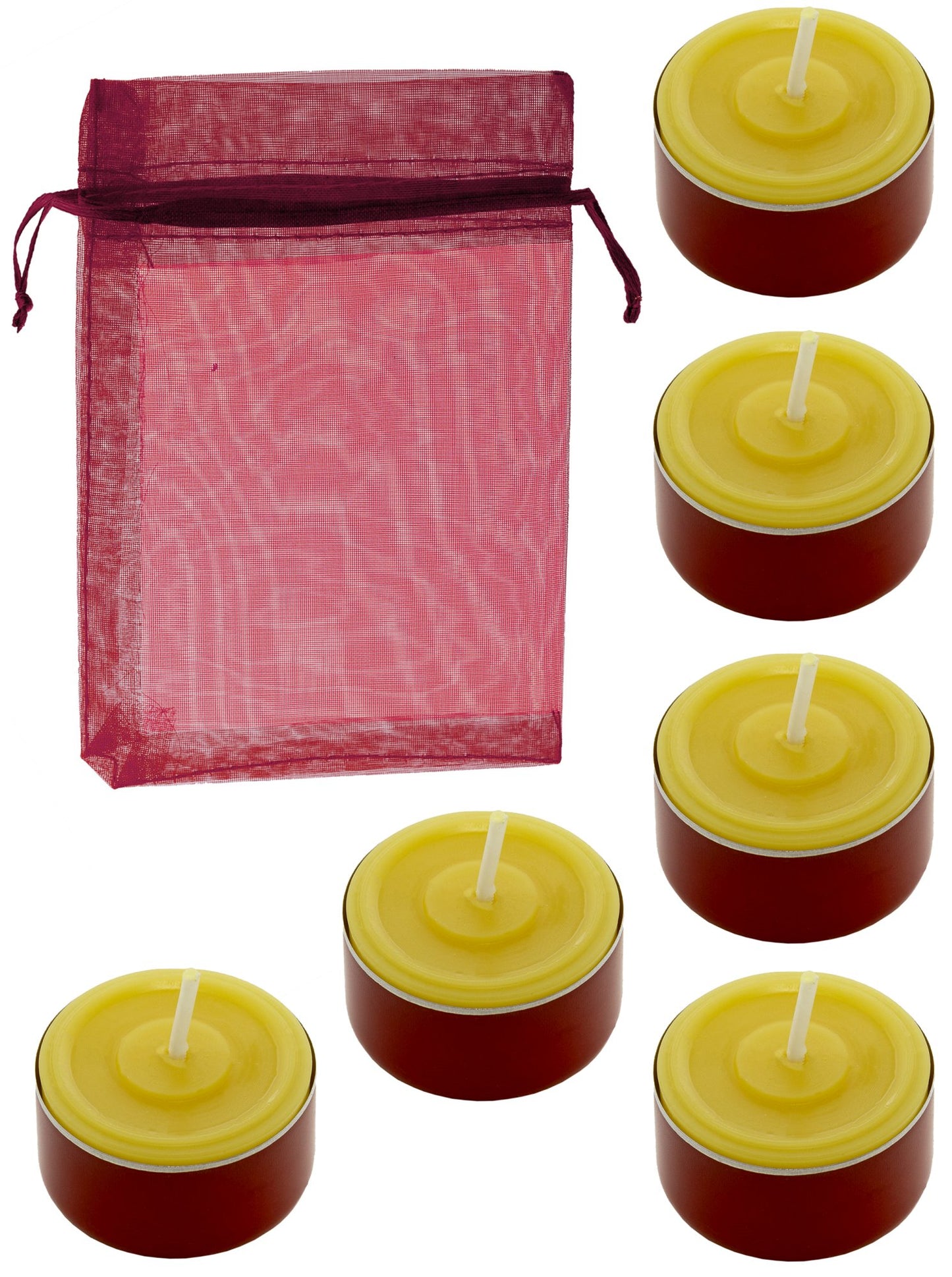6 Teelichter aus 100% reinem Bienenwachs in versch. Varianten