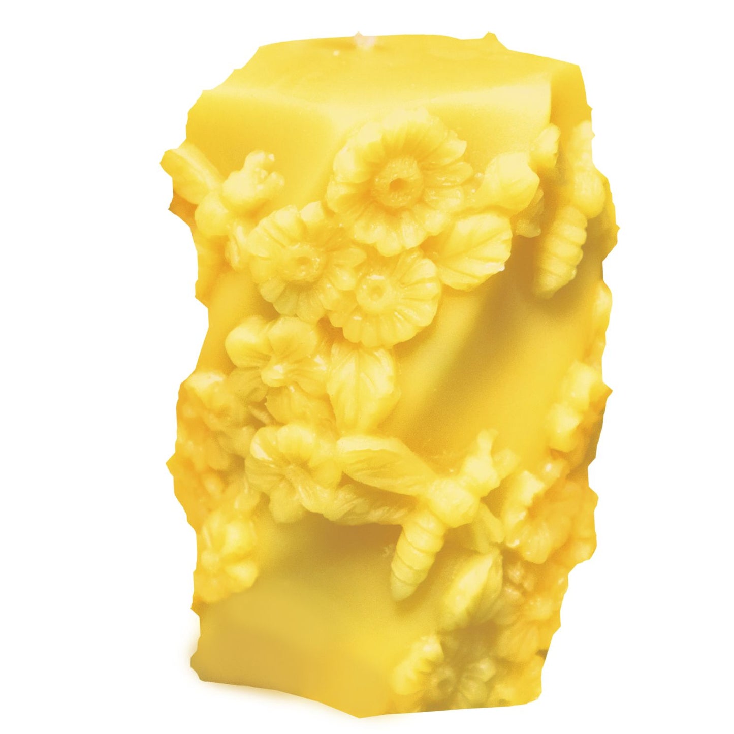 Bienenwachskerze Stumpe 6eck Blumenranke & Libelle