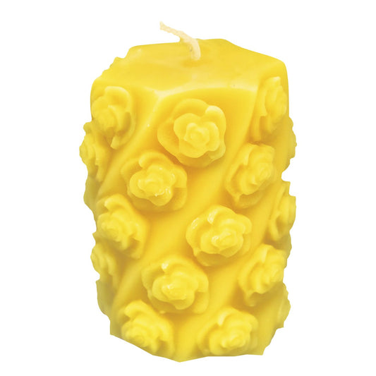 Bienenwachskerze Stumpe 6eck Rosenköpfe